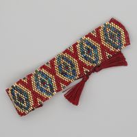 Bohemian Rhombus Seed Bead Rope Knitting Tassel Couple Drawstring Bracelets sku image 6