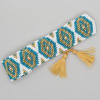 Bohemian Rhombus Seed Bead Rope Knitting Tassel Couple Drawstring Bracelets sku image 1