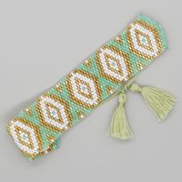 Bohemian Rhombus Seed Bead Rope Knitting Tassel Couple Drawstring Bracelets sku image 9