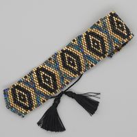 Bohemian Rhombus Seed Bead Rope Knitting Tassel Couple Drawstring Bracelets sku image 8