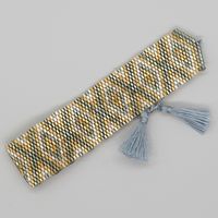 Bohemian Rhombus Seed Bead Rope Knitting Tassel Couple Drawstring Bracelets sku image 11
