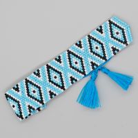 Bohemian Rhombus Seed Bead Rope Knitting Tassel Couple Drawstring Bracelets sku image 13