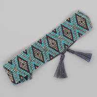 Bohemian Rhombus Seed Bead Rope Knitting Tassel Couple Drawstring Bracelets sku image 14