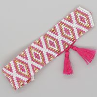 Bohemian Rhombus Seed Bead Rope Knitting Tassel Couple Drawstring Bracelets sku image 15
