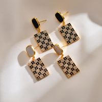 1 Pair Simple Style Rectangle Plating Inlay Copper Zircon Gold Plated Drop Earrings main image 1