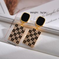 1 Pair Simple Style Rectangle Plating Inlay Copper Zircon Gold Plated Drop Earrings main image 5
