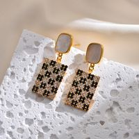 1 Pair Simple Style Rectangle Plating Inlay Copper Zircon Gold Plated Drop Earrings main image 3