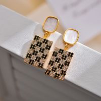 1 Pair Simple Style Rectangle Plating Inlay Copper Zircon Gold Plated Drop Earrings main image 2