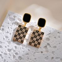 1 Pair Simple Style Rectangle Plating Inlay Copper Zircon Gold Plated Drop Earrings sku image 1