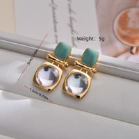 1 Pair Elegant Classical Vintage Style Square Inlay Copper Agate Ear Studs main image 5