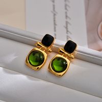 1 Pair Elegant Classical Vintage Style Square Inlay Copper Agate Ear Studs main image 2