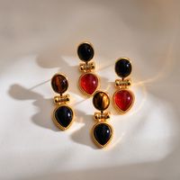 1 Pair Elegant Classical Vintage Style Water Droplets Inlay Copper Agate Drop Earrings main image 1
