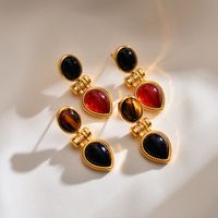 1 Pair Elegant Classical Vintage Style Water Droplets Inlay Copper Agate Drop Earrings main image 5