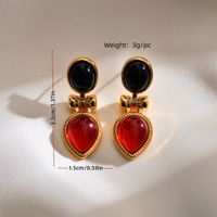 1 Pair Elegant Classical Vintage Style Water Droplets Inlay Copper Agate Drop Earrings main image 4
