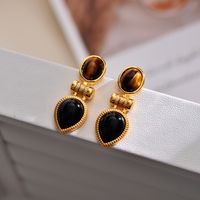 1 Pair Elegant Classical Vintage Style Water Droplets Inlay Copper Agate Drop Earrings main image 2
