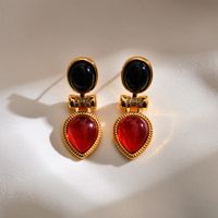 1 Pair Elegant Classical Vintage Style Water Droplets Inlay Copper Agate Drop Earrings sku image 2