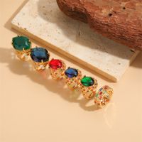 Elegant Classical Vintage Style Water Droplets Copper Plating Inlay Zircon 14k Gold Plated Open Rings main image 9