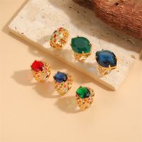 Elegant Classical Vintage Style Water Droplets Copper Plating Inlay Zircon 14k Gold Plated Open Rings main image 1