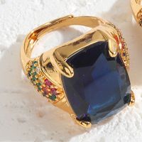 Elegant Classical Vintage Style Geometric Copper Plating Inlay Zircon 14k Gold Plated Open Rings main image 7