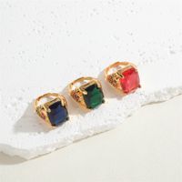 Elegant Classical Vintage Style Geometric Copper Plating Inlay Zircon 14k Gold Plated Open Rings main image 5