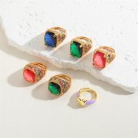 Elegant Classical Vintage Style Geometric Copper Plating Inlay Zircon 14k Gold Plated Open Rings main image 8