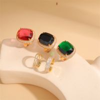 Elegant Classical Vintage Style Square Copper Plating Inlay Zircon 14k Gold Plated Open Rings main image 1