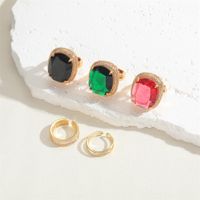 Elegant Classical Vintage Style Square Copper Plating Inlay Zircon 14k Gold Plated Open Rings main image 3