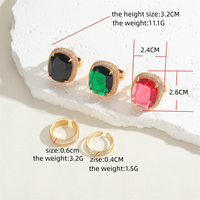 Elegant Classical Vintage Style Square Copper Plating Inlay Zircon 14k Gold Plated Open Rings main image 7