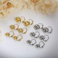 1 Pair Simple Style Ball Plating Titanium Steel Gold Plated Silver Plated Drop Earrings main image 1