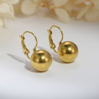 1 Pair Simple Style Ball Plating Titanium Steel Gold Plated Silver Plated Drop Earrings main image 5
