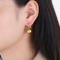 1 Pair Simple Style Ball Plating Titanium Steel Gold Plated Silver Plated Drop Earrings main image 3