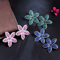 1 Pair Elegant Classical Lady Tropical Plating Inlay Copper Artificial Gemstones Ear Studs main image 4