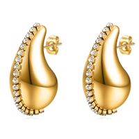 1 Pair Simple Style Solid Color Plating Stainless Steel Rhinestones 18K Gold Plated Ear Cuffs main image 3