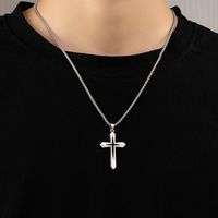 Simple Style Commute Cross Alloy Plating 14k Gold Plated Unisex Pendant Necklace main image 1