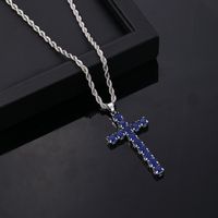 Wholesale Hip-Hop Vintage Style Simple Style Cross 304 Stainless Steel Copper Plating Inlay Zircon Pendant Necklace main image 2