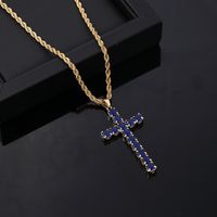 Wholesale Hip-Hop Vintage Style Simple Style Cross 304 Stainless Steel Copper Plating Inlay Zircon Pendant Necklace main image 3