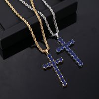 Wholesale Hip-Hop Vintage Style Simple Style Cross 304 Stainless Steel Copper Plating Inlay Zircon Pendant Necklace main image 6