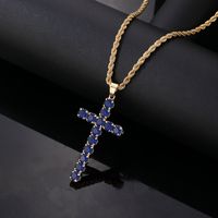 De Gros Hip Hop Style Vintage Style Simple Traverser Acier Inoxydable 304 Le Cuivre Placage Incruster Zircon Pendentif main image 5