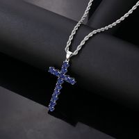 Wholesale Hip-Hop Vintage Style Simple Style Cross 304 Stainless Steel Copper Plating Inlay Zircon Pendant Necklace main image 4