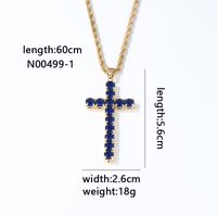 Wholesale Hip-Hop Vintage Style Simple Style Cross 304 Stainless Steel Copper Plating Inlay Zircon Pendant Necklace sku image 1