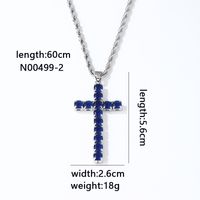 Wholesale Hip-Hop Vintage Style Simple Style Cross 304 Stainless Steel Copper Plating Inlay Zircon Pendant Necklace sku image 2