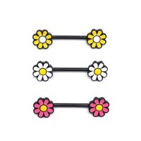 Simple Style Commute Floral Stainless Steel Alloy Epoxy Alloy Titanium Steel Nipple Ring main image 1