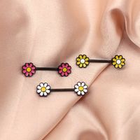Simple Style Commute Floral Stainless Steel Alloy Epoxy Alloy Titanium Steel Nipple Ring main image 5