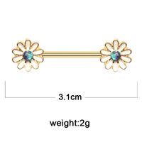 Simple Style Classic Style Flower Stainless Steel Alloy Epoxy Inlay Rhinestones Gold Plated Nipple Ring main image 4