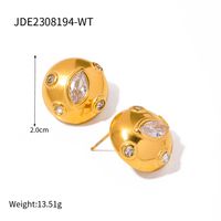 1 Pair Simple Style Round Plating Stainless Steel 18k Gold Plated Ear Studs sku image 2