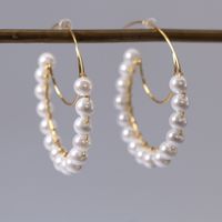 1 Paar Einfacher Stil Runden Perlen Kupfer Ohrringe main image 1