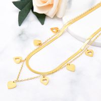Elegant Simple Style Heart Shape Stainless Steel Plating 24k Gold Plated Layered Necklaces main image 4