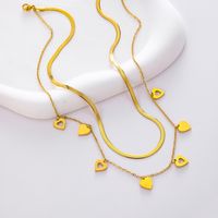 Elegant Simple Style Heart Shape Stainless Steel Plating 24k Gold Plated Layered Necklaces main image 5