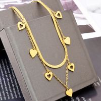 Elegant Simple Style Heart Shape Stainless Steel Plating 24k Gold Plated Layered Necklaces main image 3
