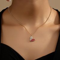 Classic Style Commute Heart Shape Alloy Plating Inlay Rhinestones 14k Gold Plated Women's Pendant Necklace main image 1